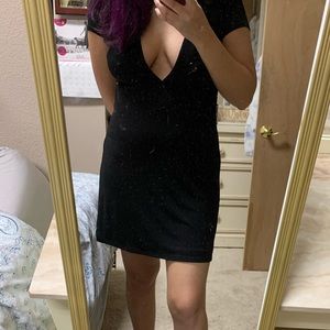 Black deep V neck urban outfitters dress